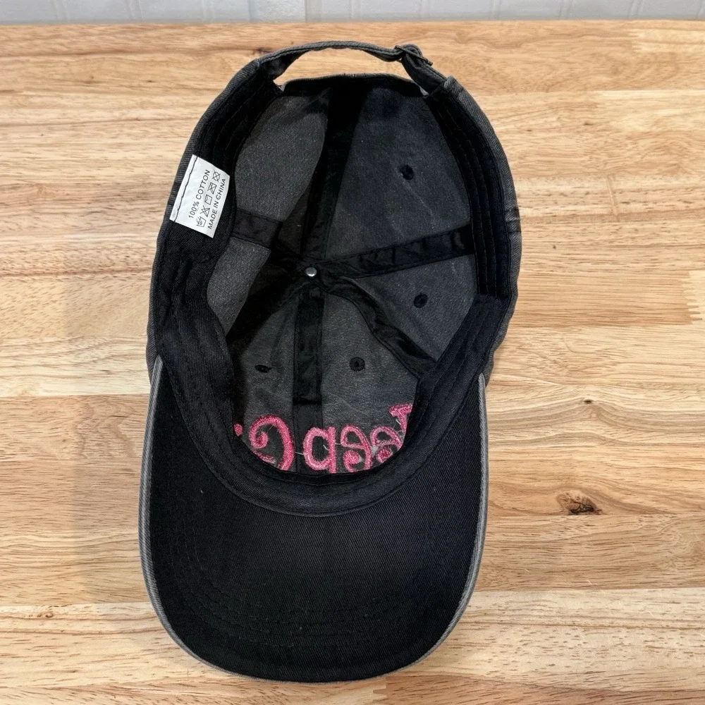 Jeep Girl Adjustable Hat Gray Baseball Cap Women's Pink Embroidery
